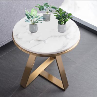 China Creative Simple Convertible Marble Side Luxury Designer Stainless Steel Light Table Hotel Household Sofa Corner Simple Table for sale