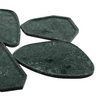 China Food Tray Hotel Decoration Jewelry Tray Green Marble Serving Tray Organizer for sale