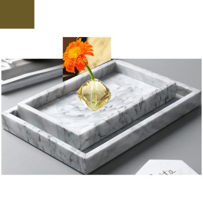 China Food Tray Hotel Decoration Marble Jewelry Organizer Tray Marble Shower Tray Serving for sale