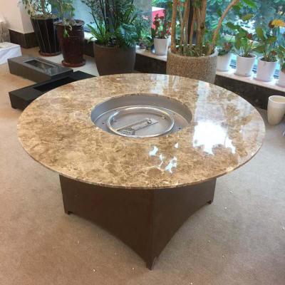 China Top Modern Fire Stocked Design Steel Wood Marble Burn Table Natural Gas Pit Glass for sale