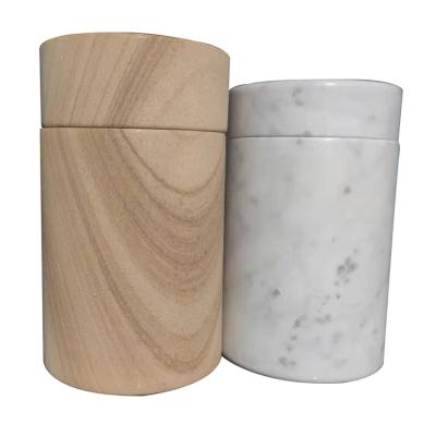 China Viable Custom White / Black / Green Marble Sandstone Storage Canister Jar With Lid for sale