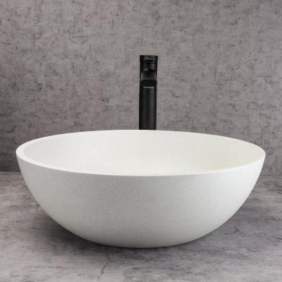 China Easy Clean Villa white cement concrete basin bowl vanity sink small apartment concrete sink for sale