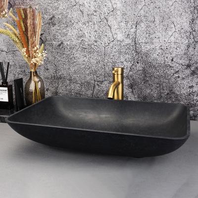 China Easy Clean Black oval concrete basin special concrete counter basin for bathroom for sale