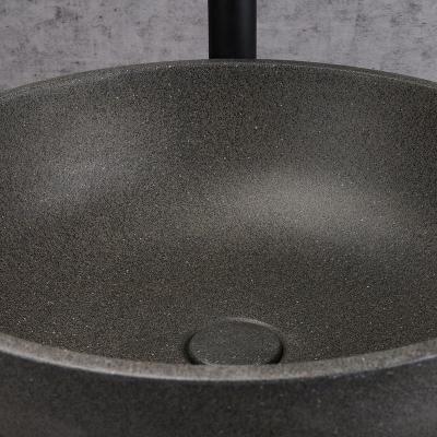 China Easy Clean Mini round basin Black concrete bathroom above counter basin practical industrial rental room table basin for sale