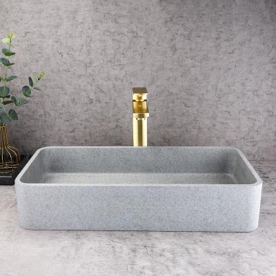 China Easy Clean For bathroom rectangular gray above counter mounted concrete bathroom rectangular art wash basin hand wash concrete sink for sale