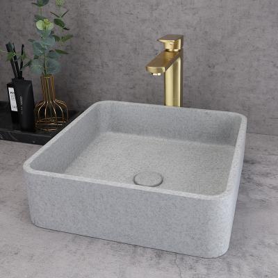 China Easy Clean European and American hotel bathroom concrete rectangle wash and wash concrete basin sink for sale