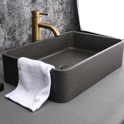 China Easy Clean Industrial style rectangular bathroom sink Dark brown countertop sink for sale