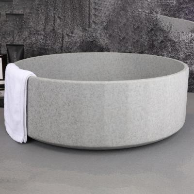 China Easy Clean Concrete simple wind design concrete circular sink environmental utility bathroom vanity cement basin for sale