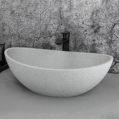 China Easy Clean Oval cast concrete container sink special bathroom balcony eco-friendly concrete sink for sale