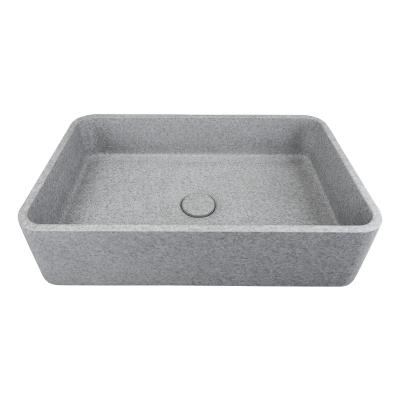 China Easy Clean Long square small household bathroom countertop sink light gray environmental protection concrete sink for sale