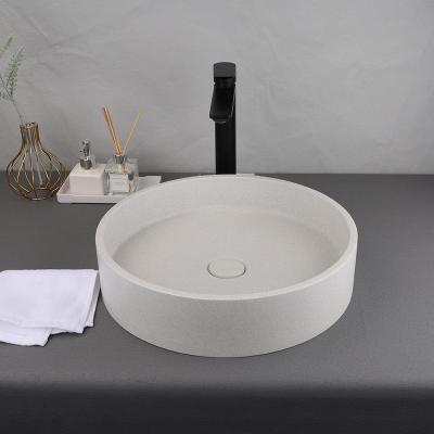 China Easy Clean Toilet concrete wash basin Concrete top basin White round concrete top sink for sale