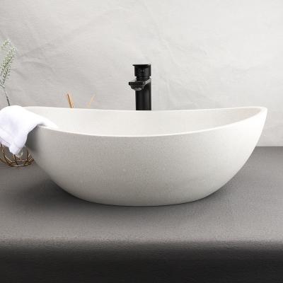 China Easy Clean Bathroom simple wash basin modern white eco-friendly concrete sink for sale