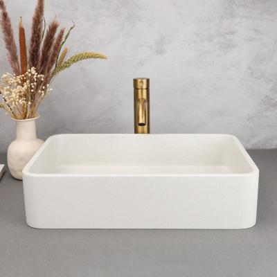 China Easy Clean Hotel rectangular white washbasin Bathroom countertop sink Hand custom sink for sale