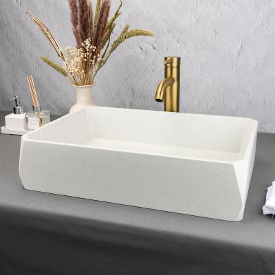 China Easy Clean Moulded wash basin concrete wash basin bathroom solid surface wash dressing counter sink for sale