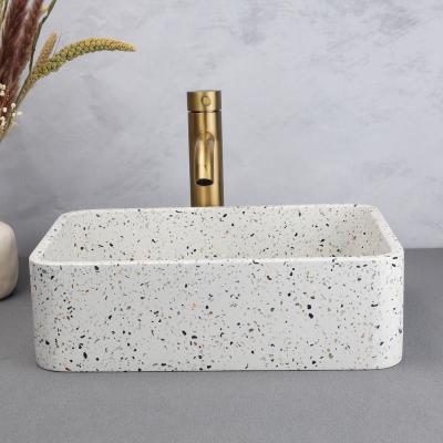 China Easy Clean Artificial stone concrete countertop terrazzo sink New design polished white wash basin sink Bathroom eco-friendly concrete sink for sale