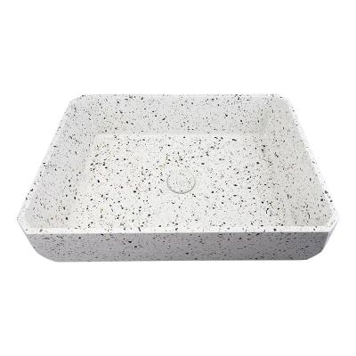 China Easy Clean The factory supplies the hotel special handmade countertop concrete material square rectangular bathroom wash basin concrete sin for sale