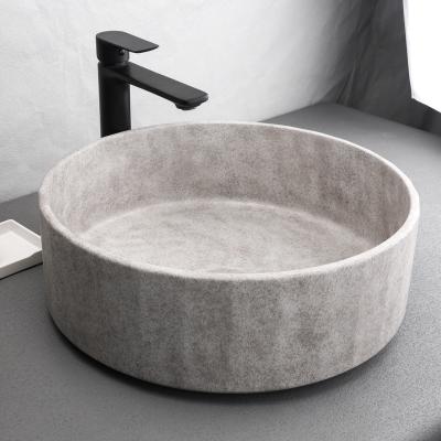 China Easy Clean China factory wholesale above counter rectangle shape black concrete cement hand wash basins for sale