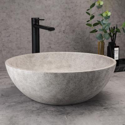 China Easy Clean Villa concrete design Handcrafted circular trough bathroom basin dressing countertop concrete countertop container sink for sale