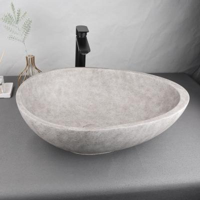 China Easy Clean Foshan Oval cement sink concrete countertop round wash hand basin design bathroom grey concrete sink for sale