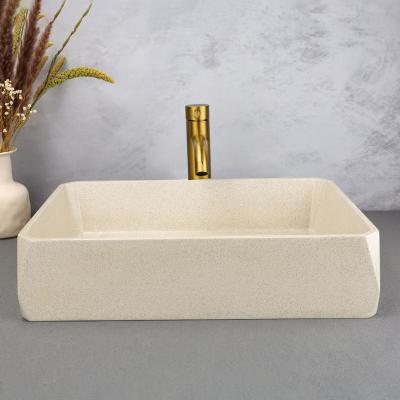 China Easy Clean Apartment concrete sink Bathroom sink Rectangular farmhouse concrete sink for sale