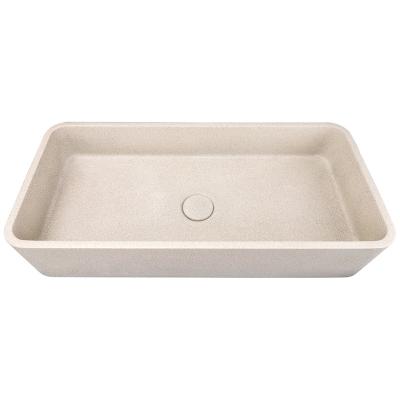 China Easy Clean Hand-made colored rectangular countertop concrete faux stone bathroom basin sink Eco-friendly bathroom concrete wash basin for sale