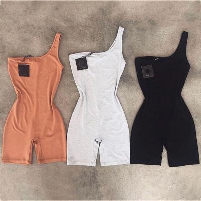 China Women's Sleeveless Overalls Yoga Shorts Overalls Womens Summer Fitness Gym Sport One Shoulder Breathable Sexy Gray One Piece Corset for sale