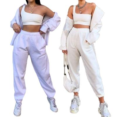 China Breathable Newcomers Wholesale Custom Made Eco-Friendly Bamboo Casual Joggers Sports Crop Top And Pants Women Two Piece Set Clothing for sale