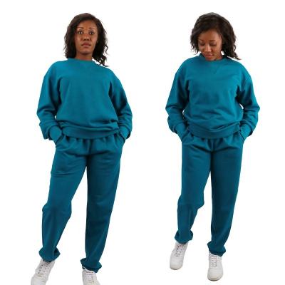 China Custom Women Sweat Suits Breathable Custom Women Set Long Sleeve Crewneck Sweatshirt And Sweatpants Set for sale