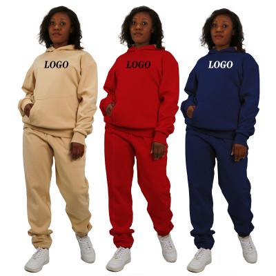 China 2022 Breathable High Quality Custom Long Hoodies For Women 2 Pieces Pants Set Comfortable Heavy Fleece Winter Hoodie Oversized Women for sale