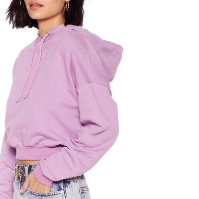 China Custom Anti-pilling Drop Shoulder Long Sleeve Crop Top Hoodies For Women Sweatshirt for sale