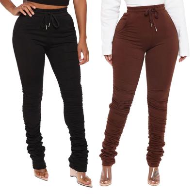 China Breathable Tracksuits Women Custom Made Two Piece Casual Joggers Bottom Bell Bottom Matching Suits Stacked Pants for sale