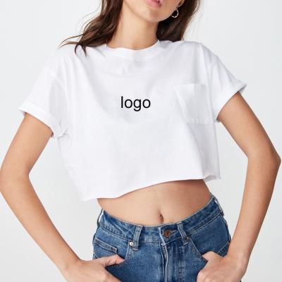 China 2020 New Workwear Women's Loose Casual White Anti-pilling Wholesale Custom Crewneck Bamboo Short Sleeve Crop Tops T-shirts Women Clothing for sale