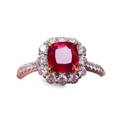 China CLASSIC 18K Gold Ring Unburnt Red Pigeon Blood Red 1.04ct 18k Gold Weight 3.27g Red Diamond 0.62 Carats for sale