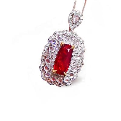 China CLASSIC 18k Gold-Set Unburnt Red Pigeon Blood Pendant is Red 1ct 18k Gold Weight 2.77g Red Diamond 0.6ct for sale