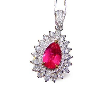 China CLASSIC 18k Gold Set Unburnt Red Pendant Shaped Waterdrop Red Diamond 0.8ct Weight 2.65g 1.07ct 18k Gold for sale