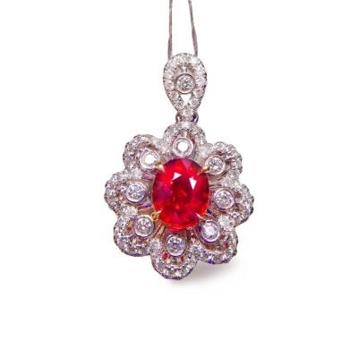 China CLASSIC 18k Gold-Set Unburnt Red Pigeon Blood Pendant is Red 1.05ct 18k Gold Weight 2.32g Red Diamond 0.54ct for sale