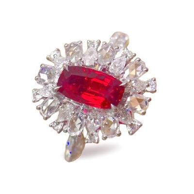 China Unburnt Ruby Pigeon Blood CLASSIC Unburnt Red Ring Pendant is red 1.1ct 18k red gold weighs 4.94 grams diamond 0.91 carat for sale