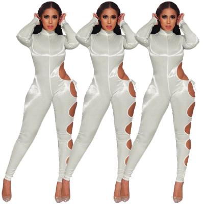 China Best Overalls Women Bodycon Holes Solid Color Nightclub Thin Overalls SZ6102 QUICK DRY for sale