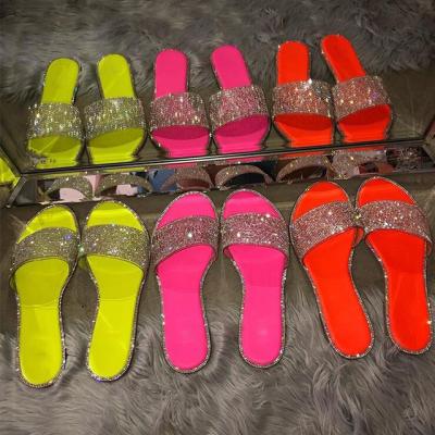 China S9070 2020 Fashion Trend Women's Shoes Autumn Flat Sandals Breathable Fashion PVC Diamond Flats Sandals Beach Slippers Spring EVA for sale