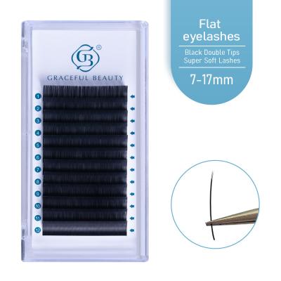 China Wholesale Natural Long Ellipse Flat Lashes 0.20 Black Double Tips Super Soft Lashes Split Tips Different Eyelash Extensions - Buy Whole for sale