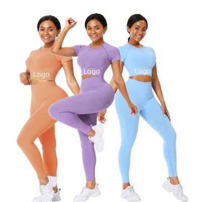 China Seamless Antibacterial Women Workout Sports Bra Leggings Set Sportswear Gym Tights Tracksuits for sale