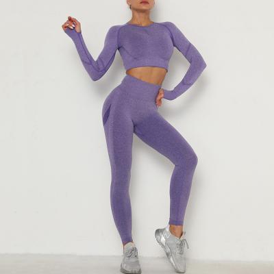 China Wholesale Custom Logo Yoga Sets Two Pieces Breathable Long Sleeve Activewear Yoga Sets Fitness Sport Fits Gym Wear for sale