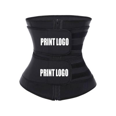 China 2021 Breathable Nwest Design Printing Logo Private Label Women Slimming Workout Double Compression Belt Neoprene Waist Trainer for sale