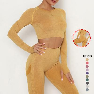 China Wholesale Custom Logo Yoga Sets Two Pieces Breathable Long Sleeve Sport Suits Gym Activewear Yoga Sets Fitness for sale