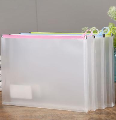 China Customized Eco-friendly PVC Material Large Storage Folder Transparent Bag With Ring Zipper for sale