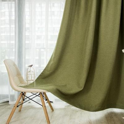 China Luxury Beautiful Blackout Window Curtains Blackout High Quality Green Solid Turkish Linen Fabric Hotel Room Curtains For Living Room for sale