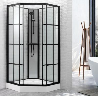 China Modern Popular Freestanding Black Tempered Glass Sliding Door Shower Enclosure 835NF for sale