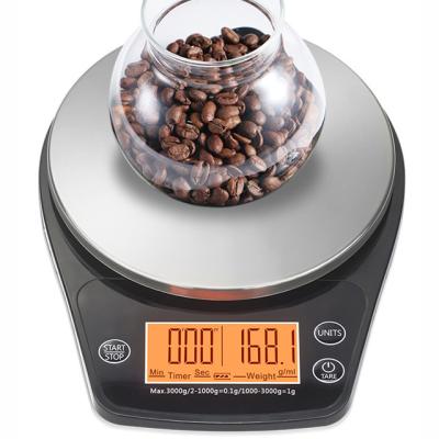 China Weight Measuring Max 3000g Multifunctional Kitchen Scale Food Scale With Timer for sale