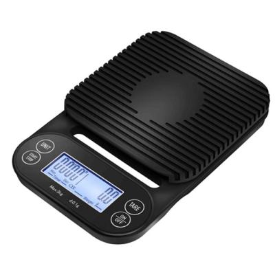 China Weight Measuring 3kg 0.1g Black Coffee Scale Electronic Kitchen Scale with Timer A.C.A. Batteries for sale