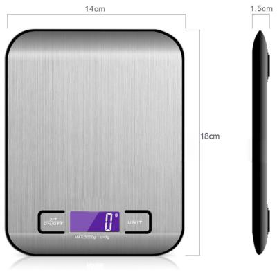 China 5kg 10kg Digital Kitchen Food Scale USB Rechargeable Available Weight Measuring for sale